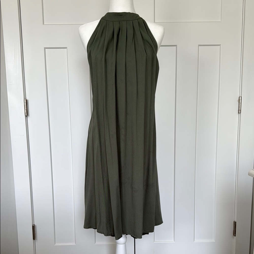 Elegant Olive Green Halter Dress